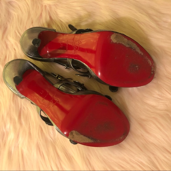 Metallic Silver Christian Louboutin Heeled Sandals Lima 120 - Picture 8 of 8
